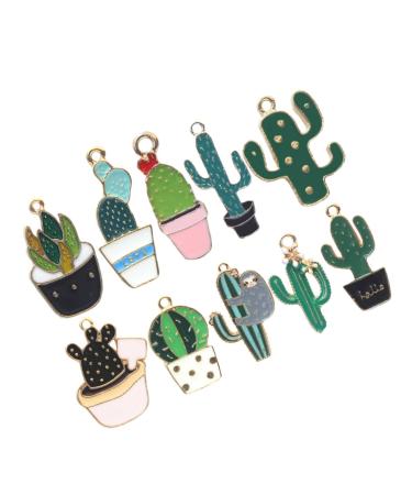 Anneome Alloy Charms Cactus Accessories Greenery Bulk Plants 3d Plant Charm Collection Cartoon Plant Bag Vintage Ornament