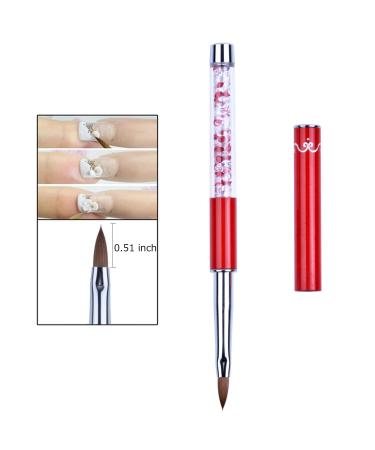YOANKU 3D Nail Art Brush with Rhinestone Handle - Size 4 Red Kolinsky Acrylic Brush | 1Pcs - Buy Online on GoSupps.com