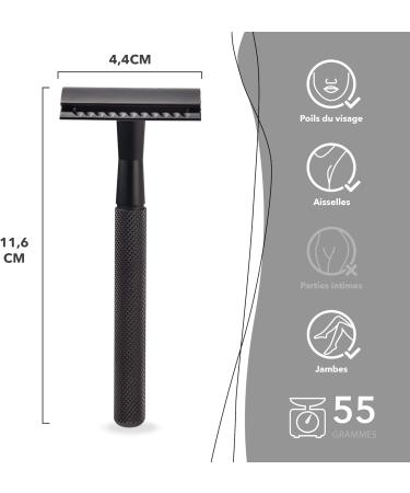 Bamboozy Safety Razor with 20 Blades - Eco-Friendly Stainless Steel Double Edge Razor for Men & Women - Zero Waste Black Matte - Buy Online on GoSupps.com