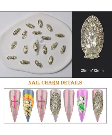 KACHIMOO 10 PCS Virgin Mary & San Judas Nail Charms Set - 3D Nail Diamonds & Gold Rhinestones for Acrylic Nails Art - Buy Online on GoSupps.com