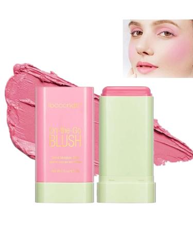 Ibcccndc Multi-Use Makeup Blush Stick Beauty Solid Creamy Stick Waterproof Natural Nude Makeup Waterproof Natural Nude Makeup Matte Powder Blusher Stick for Shadow Eyes Lips Cheek (Color : Pink R Pink Red