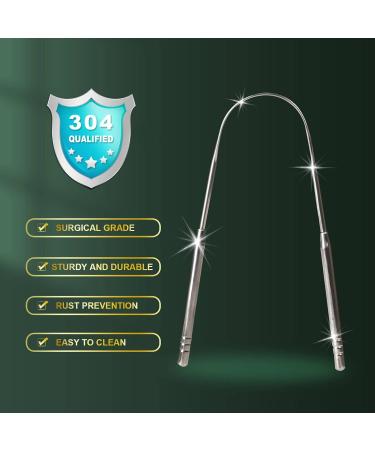 2 Pack Surgical Stainless Steel Tongue Scraper for Adults & Kids - Professional Oral Care Tool for Fresh Breath - Buy Online on GoSupps.com