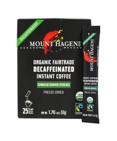 Mount Hagen Organic Fairtrade Decaffeinated Instant Coffee 25 Single Serve Sticks 1.76 oz (50 g)