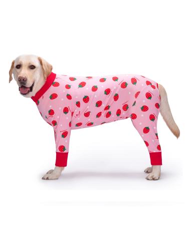 YeaPeeto one-divider for dogs for relaxation for large and medium-sized dogs pajamas full body for hair loss allergies anti-licks wound protection cone alternative (6xl strawberry) 6xl strawberry