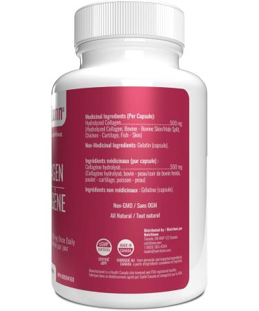 Collagen Capsules by Nutritionn - Helps Reduce Joint Pain - Pure Hydrolyzed Collagen Peptides Protein - Premium Natural Supplement - Buy Online on GoSupps.com