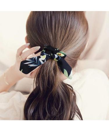 Bow Scrunchies Hair Accessories Set - 18 Pcs Chiffon & Silk Scrunchies with Bow Scarf, Solid Stripe Flower Colors, Ponytail Holder, Rabbit Bunny Ear BowKnot - Hair Ties Ropes - Buy Online on GoSupps.com