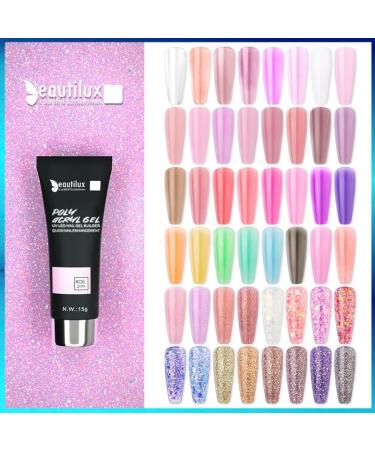 Beautilux Poly Acryl Gel Nail Polish UV LED Quick Extension Acrylic Semi Permanent French Nails Art Contruction Gel 15g - (Color: K02) - Buy Online on GoSupps.com