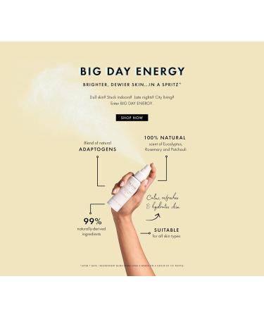 NEOM- Big Day Energy Face Mist 75ml | Calms Refreshes & Energises | Eucalyptus Rosemary & Patchouli | For bright dewy skin | Vegan | 100% Natural Fragrance - Buy Online on GoSupps.com