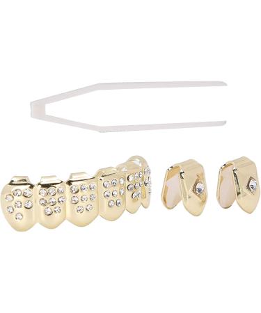 Iced Out Diamond Teeth Grillz for Men Women Plating Hip Hop Gold Grills for Your Teeth Teeth Jewelry and Accessories Poker Diamond Top & Bottom Face Grills - Buy Online on GoSupps.com
