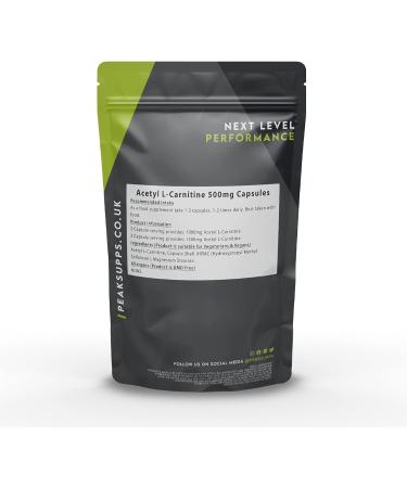 Acetyl L-Carnitine 500mg Capsules | ALCAR Supplement Vegan | 180 Count - Buy Online on GoSupps.com
