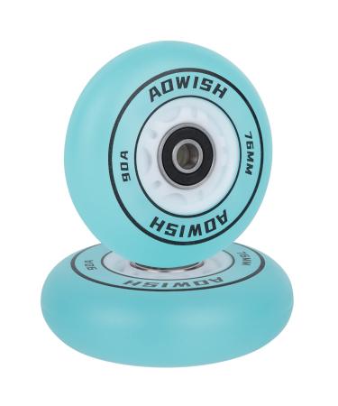 AOWISH 76mm Light Up Illuminating Rip Sticks Caster Board Wheels 90A LED Luminous Flash Waveboard Replacement Wheels w/Bearings ABEC-9 for 2 Wheel Pivoting Skateboard and More (2-Pack) Blue