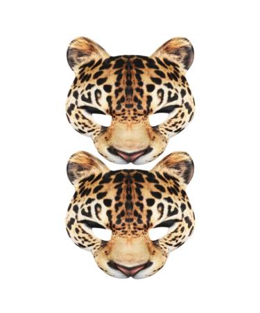Alipis Halloween Leopard 2pcs Half Masquerade Carnival Realistic Animal Cat Mardi Gras For Holiday Bar Cosplay Dress Up Accessories