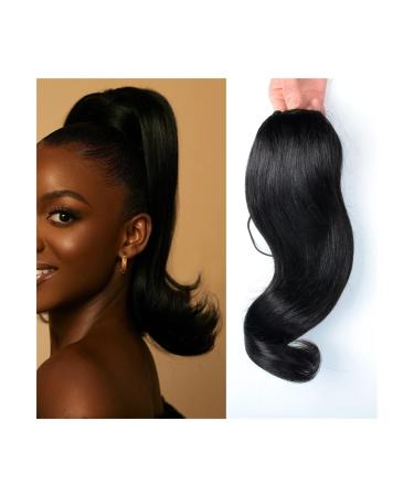 Ponytail Extension Straight Drawstring Ponytail Extension for Women Tail Warping Pony tail Hair Extainson Natural Black Brazilian Human Hair Ponytail Hair Pieces Ponytail Hairpiece for Women (Size : 14inch 100g