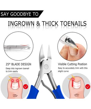 Nail Clippers Set for Thick Nails or Ingrown Toenails Large Toe Nail Trimmer Clipper Kit with Stainless Steel Sharp Blades Soft Grip Handle for Men Women Seniors Blue - Buy Online on GoSupps.com