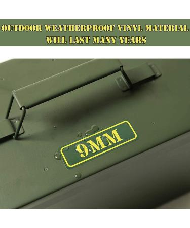 Aolamegs Ammo Can Vinyl Sticker Set - 40 Pack, 10 Varieties - 9MM, 5.56, 7.62, 12GA, .22, .223, .308, .300, .380, .45 - Buy Online on GoSupps.com
