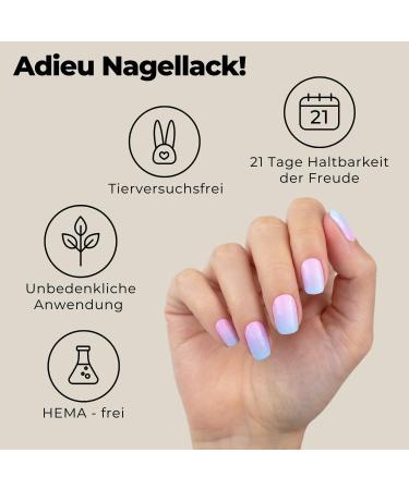 Miss Sophie Nail Film - Melt for You | Color Gradient Blue & Pink | 24 Ultra-Thin Self-Adhesive Nail Wraps for Long-Lasting Manicure - Buy Online on GoSupps.com