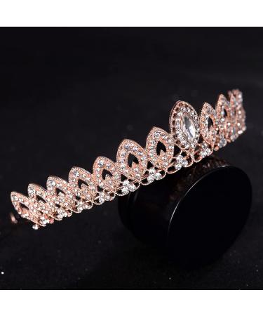 Rose Gold Rhinestone Crystal Tiara Crown for Women - Ideal for Birthday, Pageant, Wedding, or Prom - Buy Online on GoSupps.com