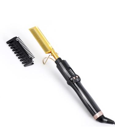 Ten-Tatent Hot Comb Hair Straightener Electric Straightening Comb Single-Sided Portable Ceramic Beard Straightener Brush Anti-Scald Press Comb Ceramic