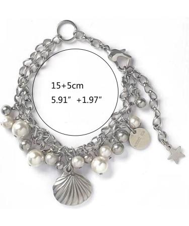 Shop Oralgo's Handmade Natural Pearl Bracelet with Unique Shell Pendant - Adjustable Jewelry for Parties | Durable Stainless Steel Chain - Buy Online on GoSupps.com