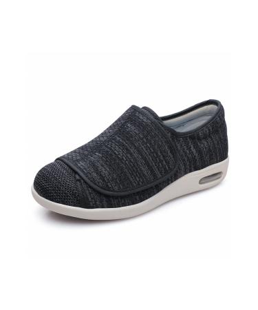Yytcsjz Women's Diabetic Shoes with Adjustable Clusure Strape Lightweight Wide Width Adjustable Edema Sneakers for Swollen Feet (Color : Dark Gray Size : 12.5)