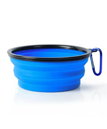 Zuofeng foldable traveling bowl for dogs and cats 1000ml foldable silicone dog hundreds travel feed portable water bowl drinking trinker bowl for pets blue - l