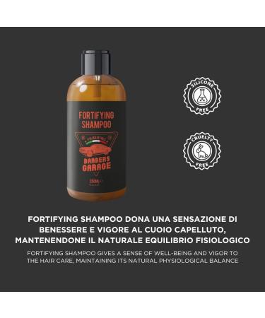Barbers Garage Energizing hair growth shampoo with vegan natural extracts of thyme rosemary eucalyptus and sage for fragile hair 250ml - Buy Online on GoSupps.com