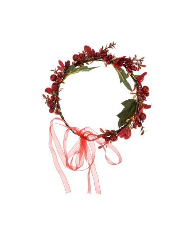 Christmas Headband Flower Crown with Red Berry & Pine Cone - Woodland Wedding Halo - Buy Online on GoSupps.com