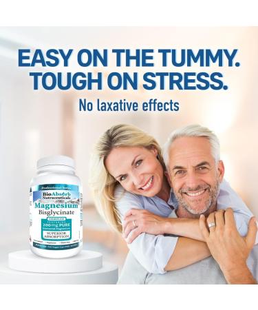 Bio Absorb Magnesium Glycinate Supplement - 200mg Chelated Elemental Magnesium - 260 Vegan Capsules - Buy Online on GoSupps.com