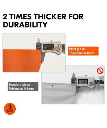 VGO RB2186 Rubber Cleaning Gloves - 3 Pairs Thick Long Sleeves Reusable Kitchen & Household - L (Orange) - Buy Online on GoSupps.com