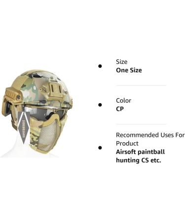 Jadedragon PJ Tactical Fast Helmet with Foldable Ear Protection, Half Face Mesh Mask & Goggle CP - Buy Online on GoSupps.com