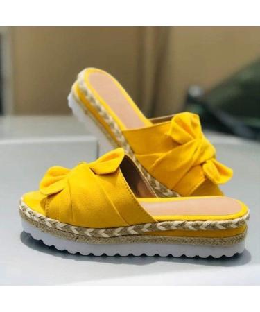 Buy Women's Bow Sandals - Comfortable Platform Slippers for Summer Casual & Beach (6 Khaki 3 GEEL 40 EU) - Buy Online on GoSupps.com