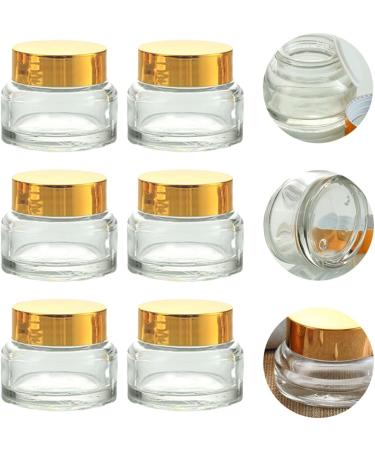 POPETPOP Lotion Travel Container Small Glass Containers 5.1X5.1X4CM Transparent Golden 1 - Buy Online on GoSupps.com