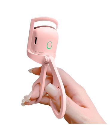 Heated Eyelash Curlers Rechargeable Electric Eyelash Curler Handheld Eyelash Heated Curler 2 Heating Modes with Sensing Heating Silicone Pad Quick Natural Curling Eye Lashes for Long Lasting(Pink)