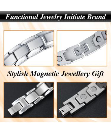 Vicmag Magnetic Bracelet for Men Titanium Steel with Ultra Strength Magnets - Single-Row Silver | Adjustable with Tool & Gift Box - Buy Online on GoSupps.com