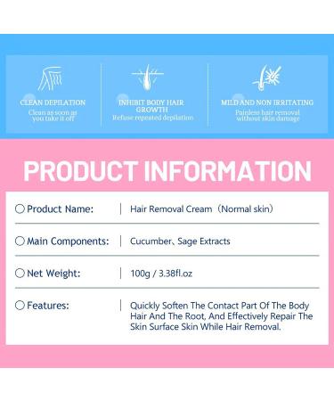 Fast-Acting Vegan Hair Removal Cream for Legs Body & Bikini - 100g with Cucumber Sage Extract - Ideal for All Skin Types - Buy Online on GoSupps.com