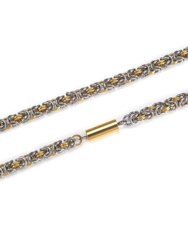 EnerMagiX Titanium Steel Magnetic Necklace for Women and Men - Father's Day Gift (Silver-Gold) - Buy Online on GoSupps.com