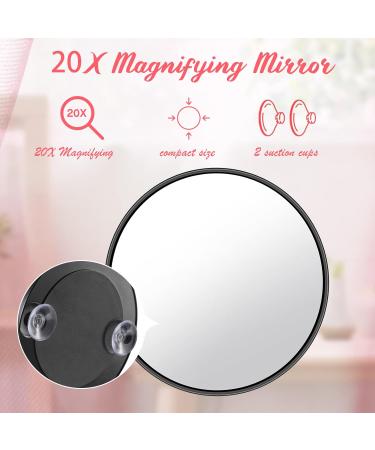 BBTO 20 Compartment Magnification Mirror Tweezers Scissors Kit - 20x Compact Travel Makeup Mirrors with Suction Cups for Women & Men 8.8 cm Black - Buy Online on GoSupps.com