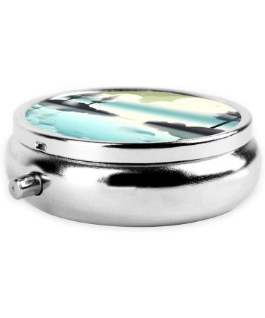Tranquil Lakes Round Pill Box | 3 Compartment Portable Travel Organizer for Pills | Ideal for International Shipping - Buy Online on GoSupps.com
