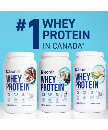 Buy LeanFit WHEY Protein Cookies & Cream - 100% Grass-Fed Whey Powder 25g Protein/Serving Gluten-Free with BCAAs - 26 Servings 1.88 lb Tub - International Shipping Available - Buy Online on GoSupps.com