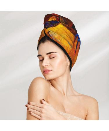 Hair Towel Wrap - Quick Drying Hair Turban with Button | Colorful Rooster Design - Buy Online on GoSupps.com