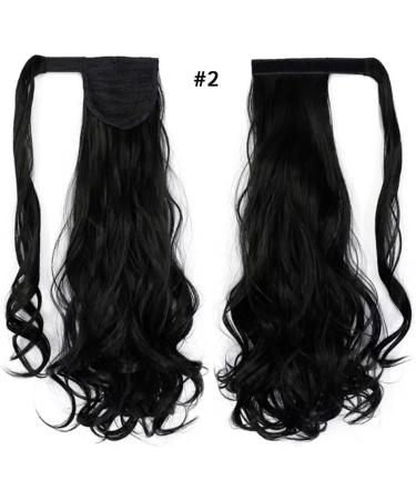 iLUU 18 Inch Curly Wavy Ponytail Extension 100g Heat Resistent Friendly Fiber Synthetic Wrap Around Ponytail Natural Black Color Magic Paste Ponytail Clip in Hairpiece Ponytail Extensions (2#) #2-natural brown - Buy Online on GoSupps.com