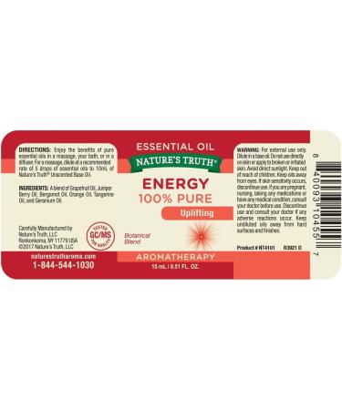 Buy Nature's Truth Energy Essential Oil 0.51 Fl Oz Boost Your Vitality | International Shipping Available - Buy Online on GoSupps.com