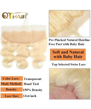 QTHAIR 12A #613 Russian Blonde Lace Frontal 16in - 100% Human Hair Body Wave for Black Women - Buy Online on GoSupps.com