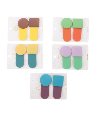 FRCOLOR 5 Pairs geometric hairpin hair clips snap square hair snap hair barrettes geometric hair clips glitter snap hair clips girl bang clips rhinestone hair side clip resin round child
