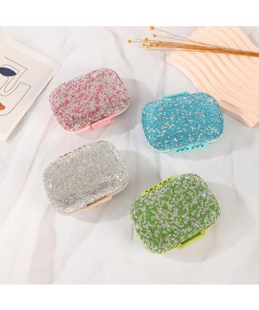 Buy Bling Diamond Pill Organizer - 8 Compartment Portable Rhinestone Vitamin Box (Silver) | Travel-Friendly Medicine Case - Buy Online on GoSupps.com
