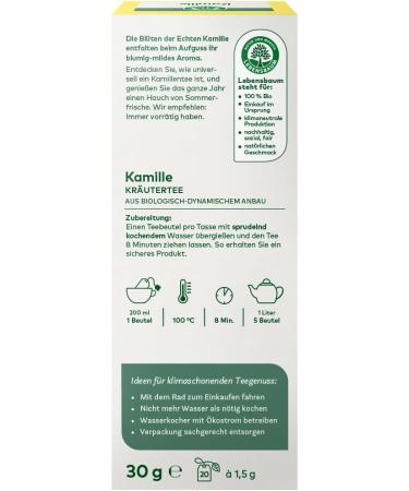  Lebensbaum Lebensbaum Chamomile Tea in an Infusion Bag - Tree of Life - 20 x 1.5 g - Buy Online on GoSupps.com