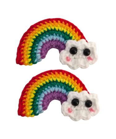 minkissy 2 Pairs Rainbow Barrettes Bowknot Hairpin Cotton Rainbow Pendant Hair Bows Clips Children Hairpins Kids Barretes Decorative Hair Clips Hair Accessory Temperament Earring Girl Alloy