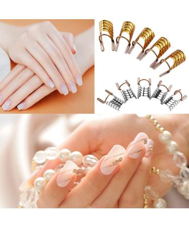 10 PCS Nail Forms Aluminum Nail Art Forms Tips Reusable Nail Extension Guide Protector Nail Accessories Manicure Tool for Acrylic UV Gel French Nail Art Salon Home Use - Buy Online on GoSupps.com
