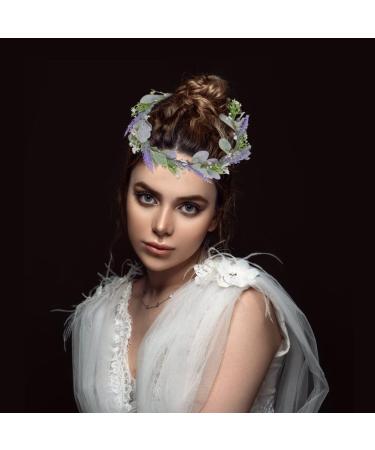 Minkissy Womens Headbands Lavender Flower Flower Headband Floral Hair Garland Fairy Flower Headband Wedding Hair Accessories for Girls Brides Ladies Purple Flower Hair Accessories - Buy Online on GoSupps.com