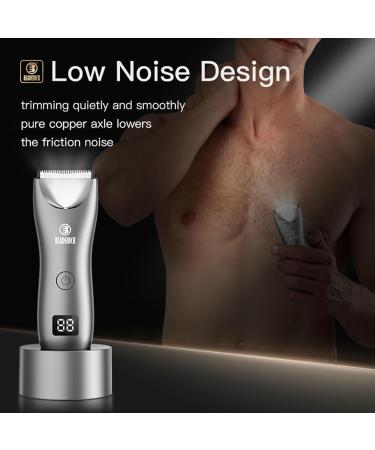 Men's Electric Body Trimmer - Skin-Safe Ceramic Blade, Pubic Groin Hair Trimmer, Waterproof & Rechargeable - With LED Light & Charging Dock - Buy Online on GoSupps.com